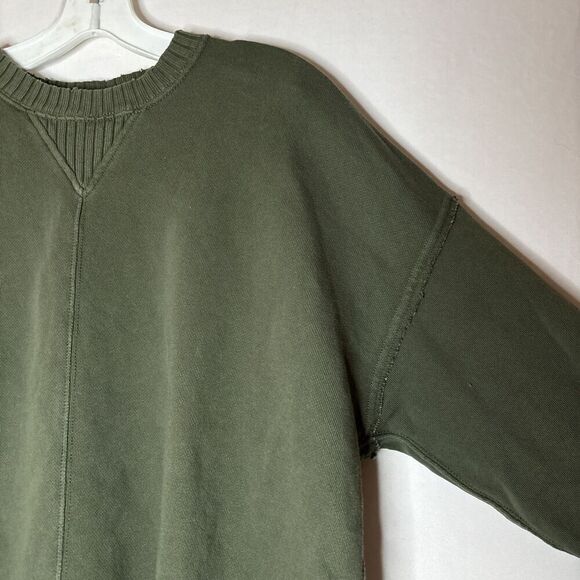 Aerie Down To Earth Crewneck Distressed Sweatshirt Women's Size XS Olive Green - Picture 5 of 16